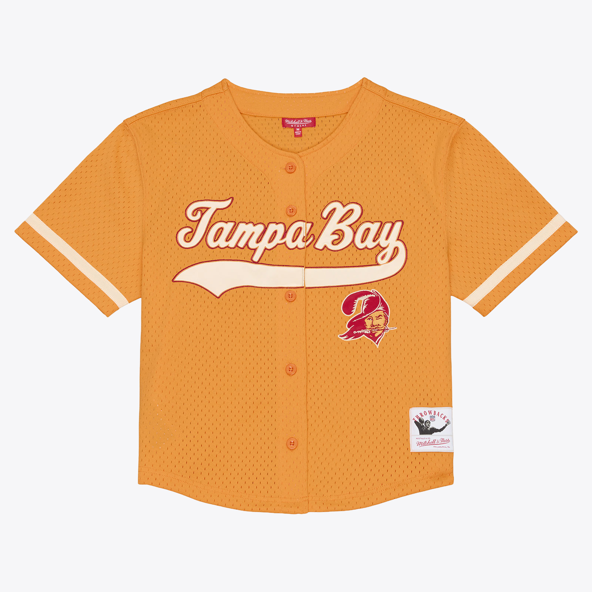 Women's Mitchell & Ness Orange Tampa Bay Buccaneers Plus Size Retro Roots Baseball Jersey