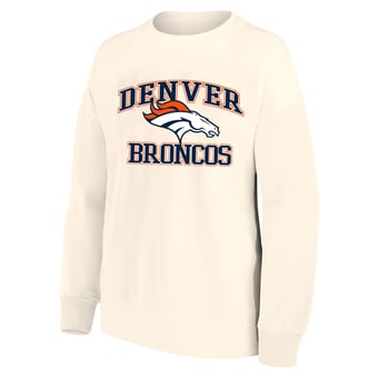 Women's Mitchell & Ness Cream Denver Broncos Heart & Soul Plus Size Sweatshirt