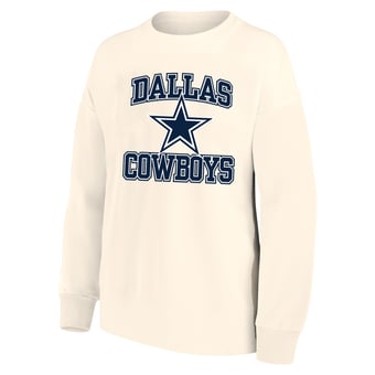 Women's Mitchell & Ness Cream Dallas Cowboys Heart & Soul Plus Size Sweatshirt