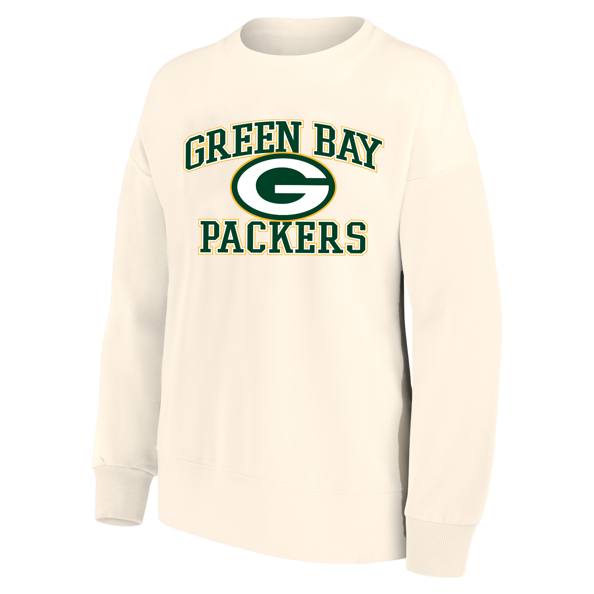 Women's Mitchell & Ness Cream Green Bay Packers Heart & Soul Plus Size Sweatshirt