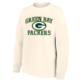 Women's Mitchell & Ness Cream Green Bay Packers Heart & Soul Plus Size Sweatshirt