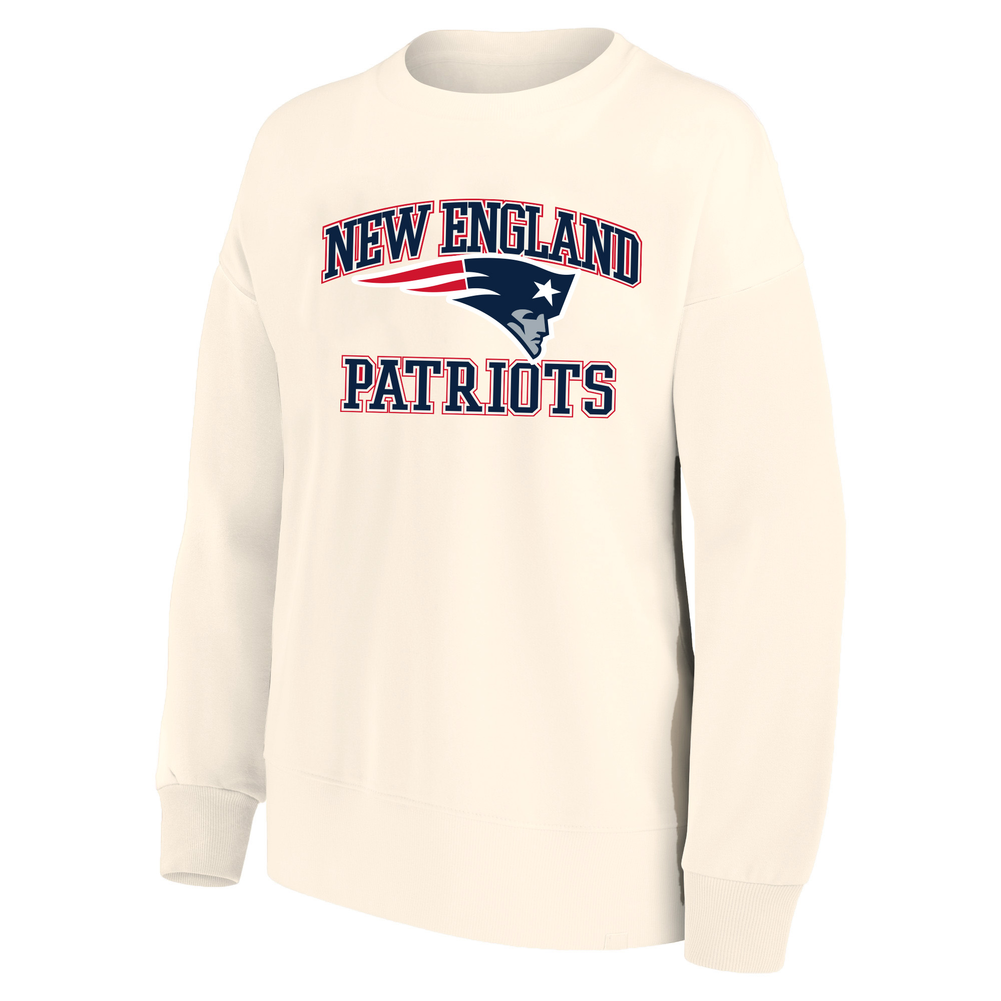 Women's Mitchell & Ness Cream New England Patriots Heart & Soul Plus Size Sweatshirt