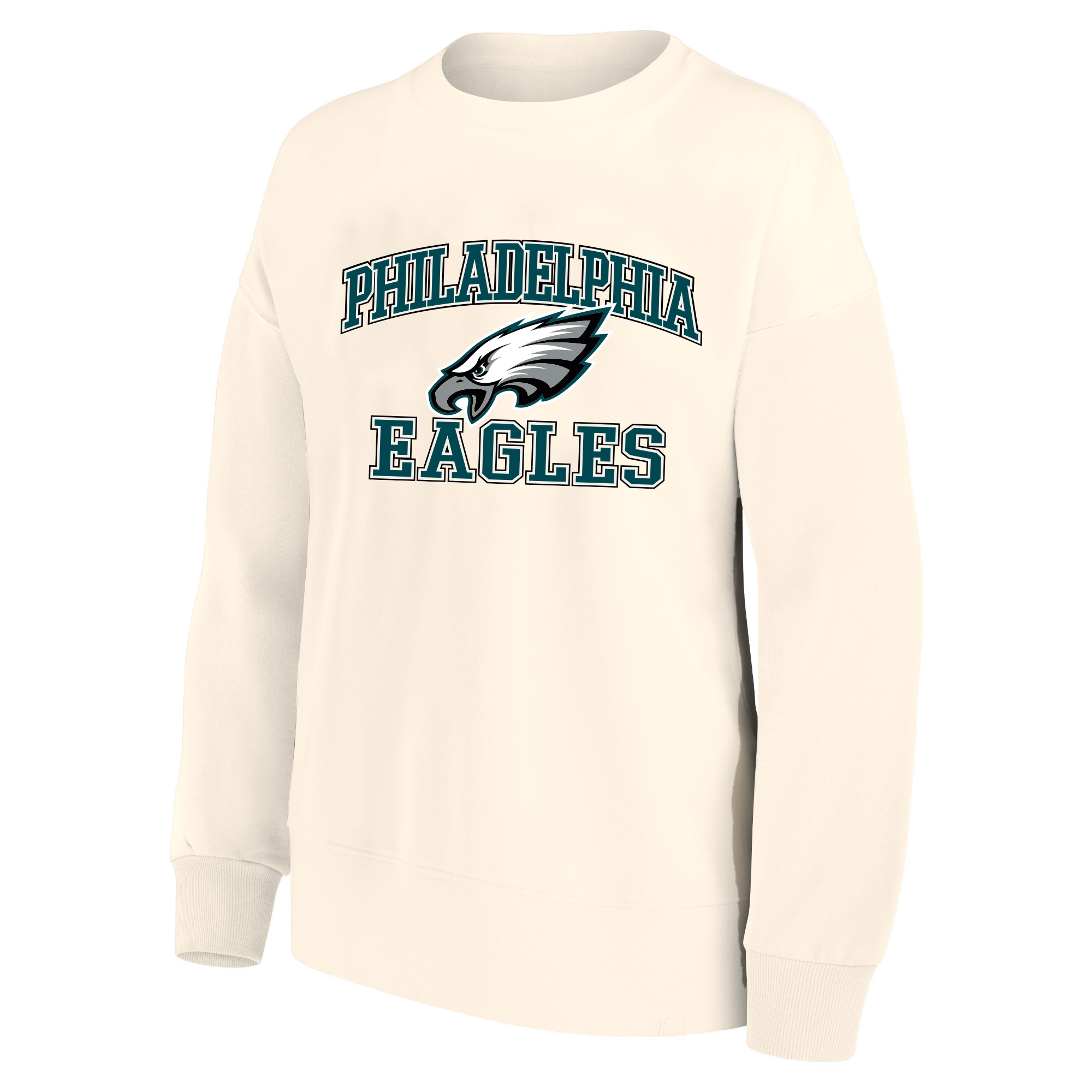 Women's Mitchell & Ness Cream Philadelphia Eagles Heart & Soul Plus Size Sweatshirt