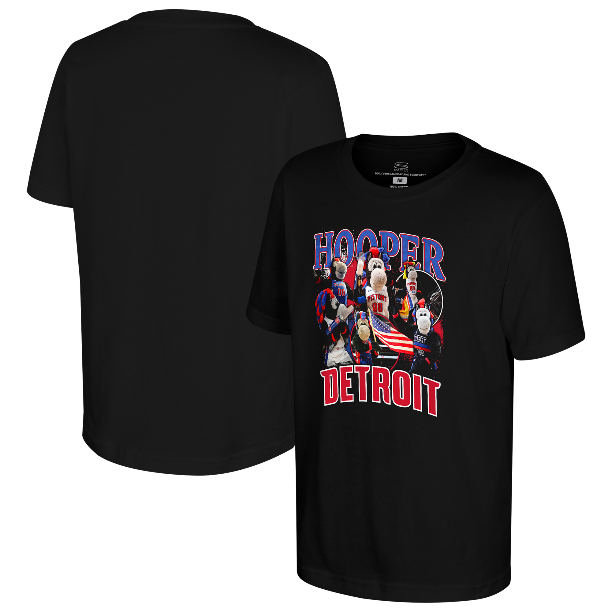 Youth Stadium Essentials  Black Detroit Pistons Mascot Crossroads T-Shirt