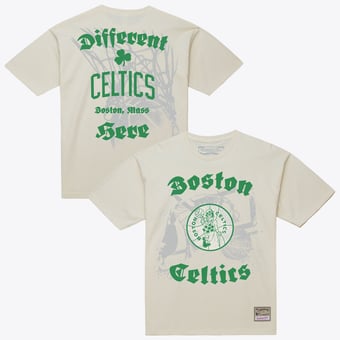 Men's Mitchell & Ness  Cream Boston Celtics Hardwood Classics Chapters T-Shirt