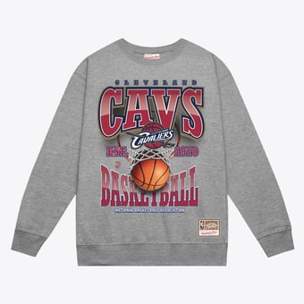 Men's Mitchell & Ness  Gray Cleveland Cavaliers Hardwood Classics Tri 2.0 Crewneck Sweatshirt