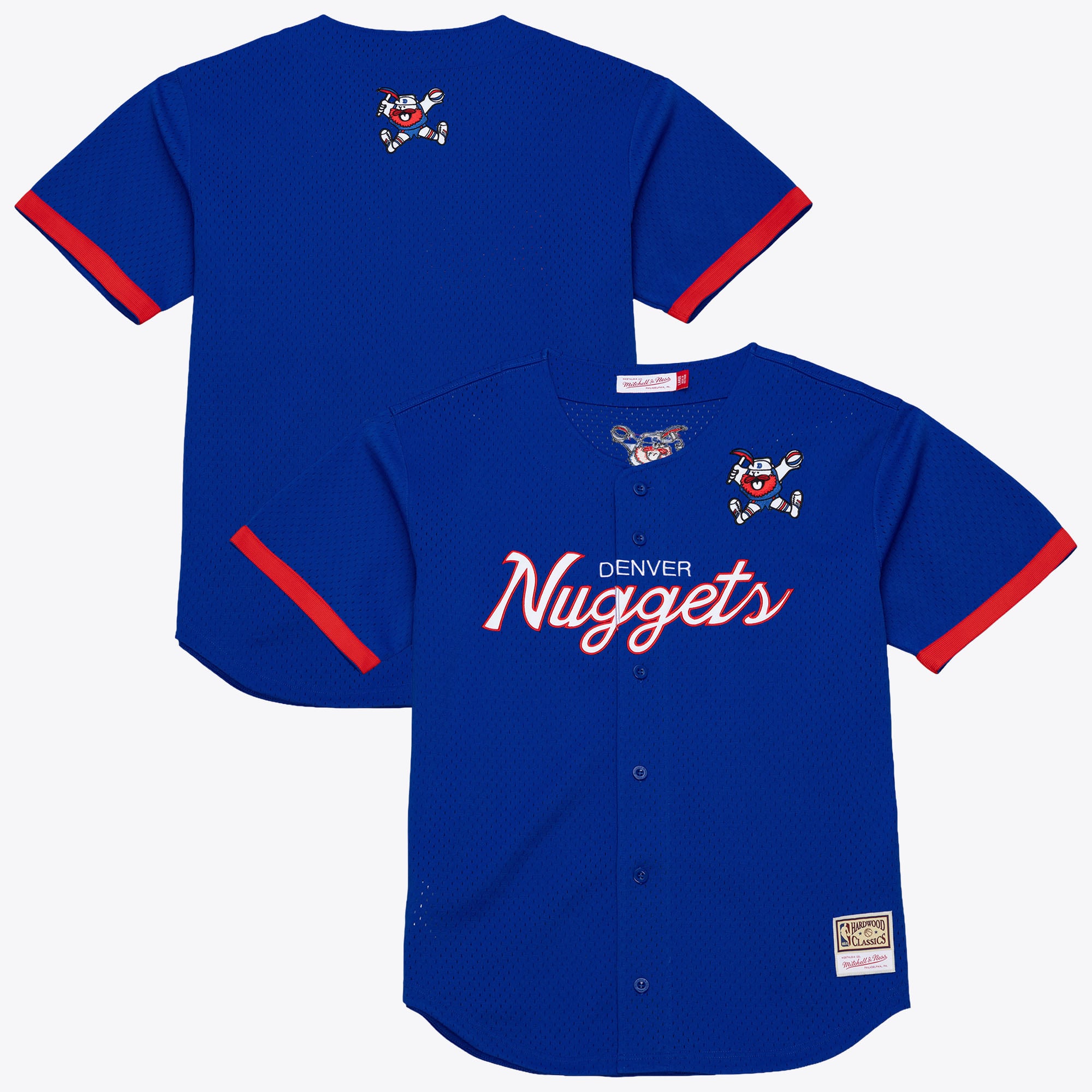 Men's Mitchell & Ness  Royal Denver Nuggets Hardwood Classics Head Coach Mesh Full-Button Fashion Jersey