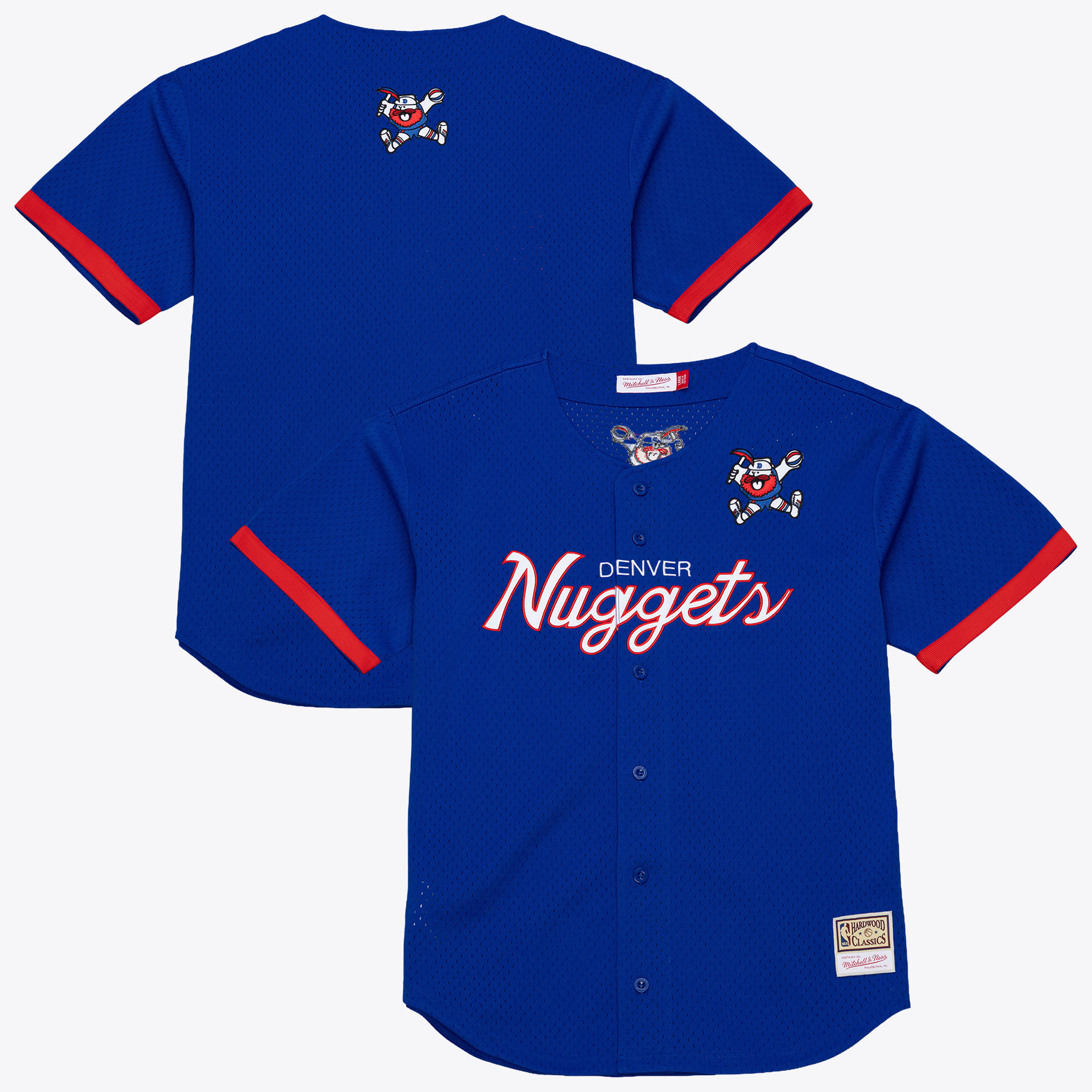 Men's Mitchell & Ness Royal Denver Nuggets Hardwood Classics Head Coach Mesh Full-Button Fashion Jersey