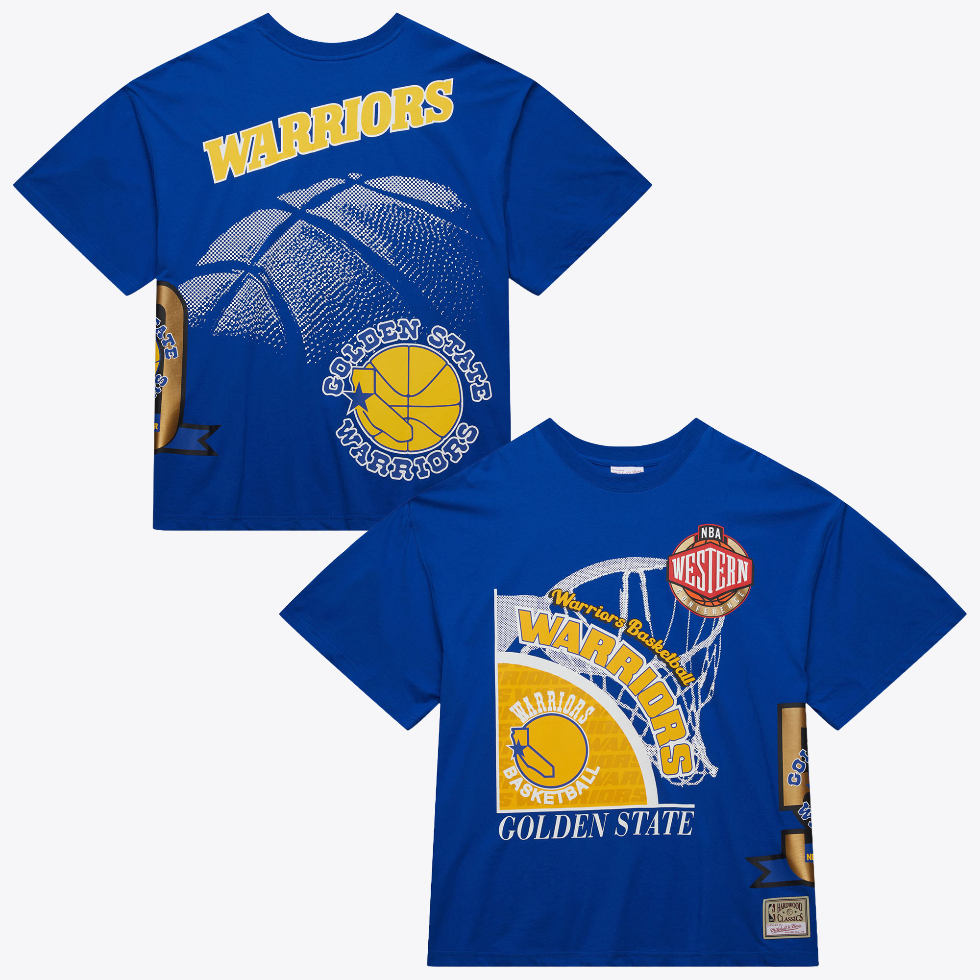 Mitchell & Ness Men's Royal Golden State Warriors Hardwood Classics Logo Blast T-Shirt - Royal