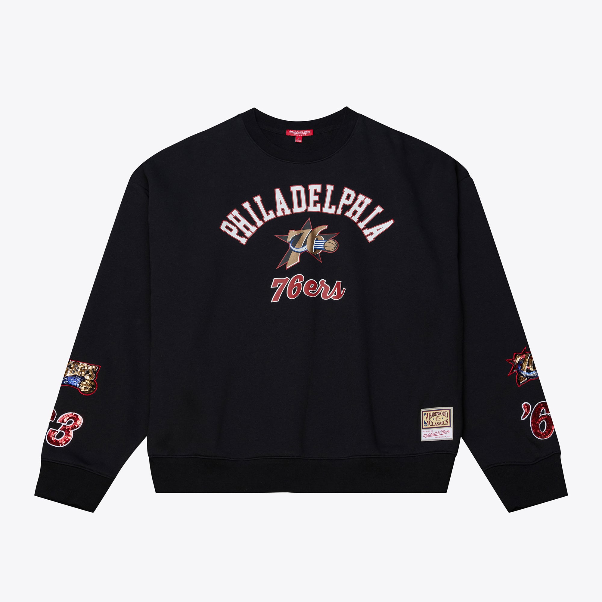 Women's Mitchell & Ness  Black Philadelphia 76ers Premium Fleece Sweatshirt