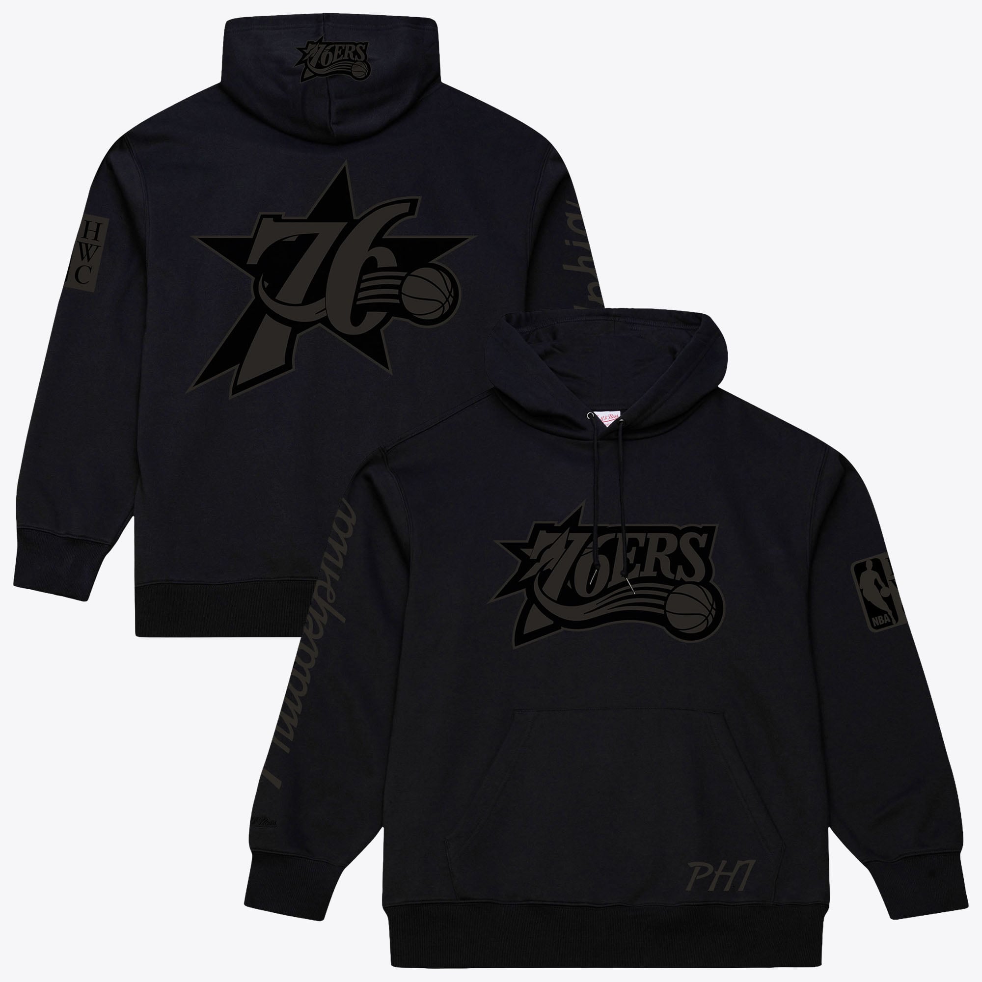 Men's Mitchell & Ness Black Philadelphia 76ers Phantom Fleece Hoodie