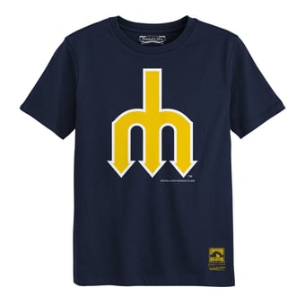 Preschool Mitchell & Ness  Navy Seattle Mariners Retro Logo T-Shirt