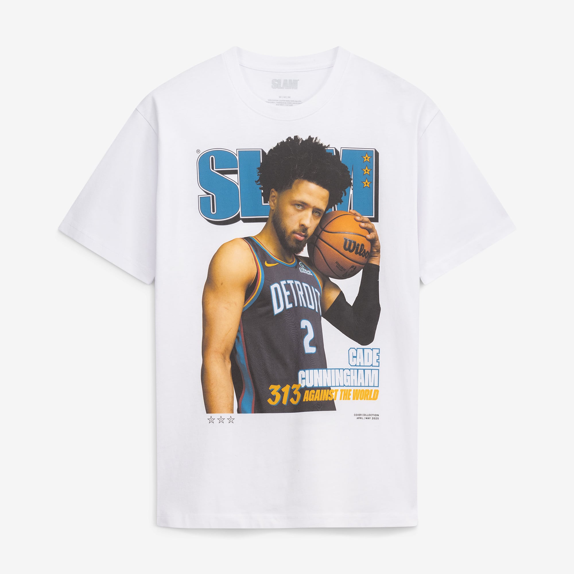 Unisex SLAM Cade Cunningham White Detroit Pistons Cover T-Shirt