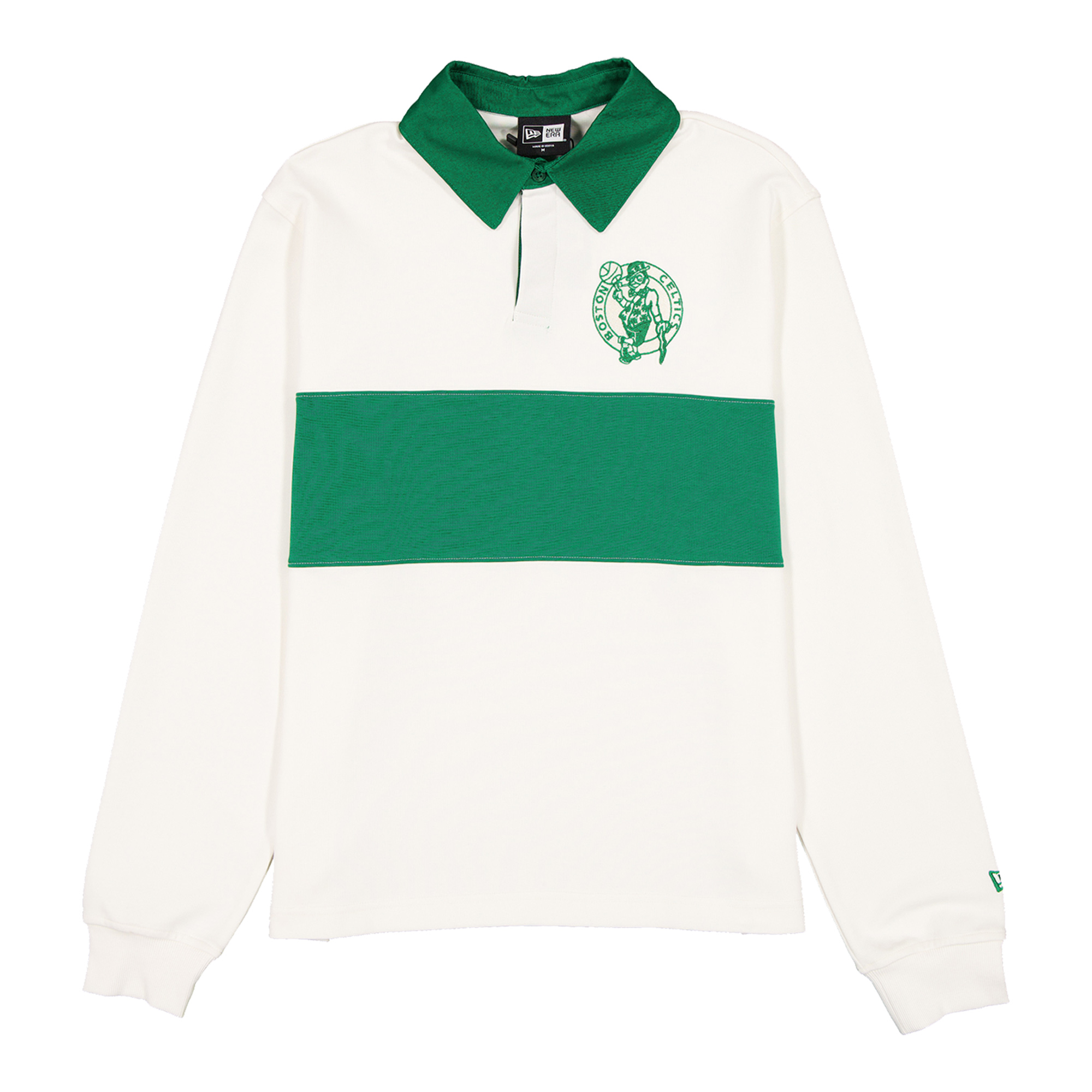 Unisex New Era Cream Boston Celtics Color Block Embroidered Logo Rugby Long Sleeve T-Shirt
