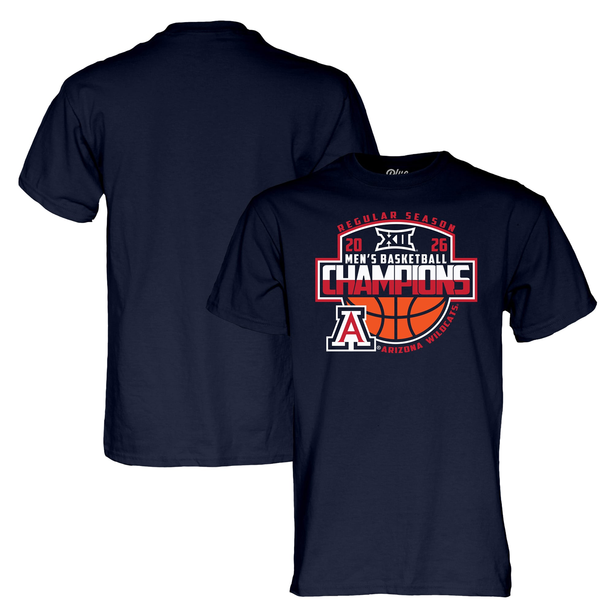 Unisex Blue 84  Navy Arizona Wildcats 2026 Big 12 Men's Basketball Regular Season Champions T-Shirt
