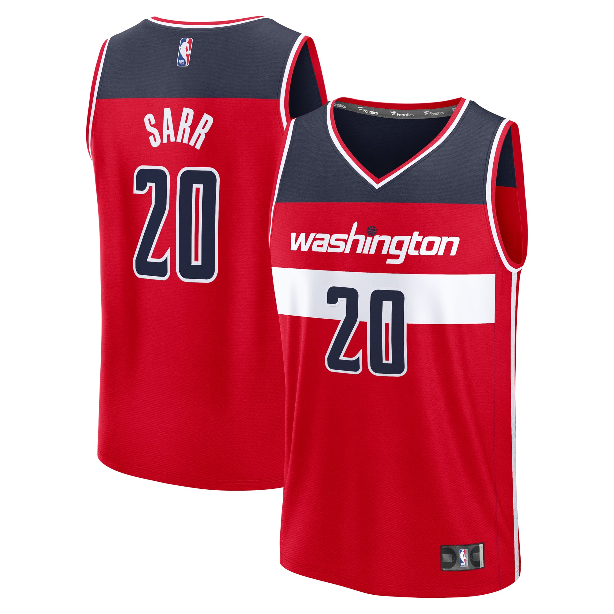 Men's Fanatics Alex Sarr Red Washington Wizards Fast Break Replica Jersey - Icon Edition