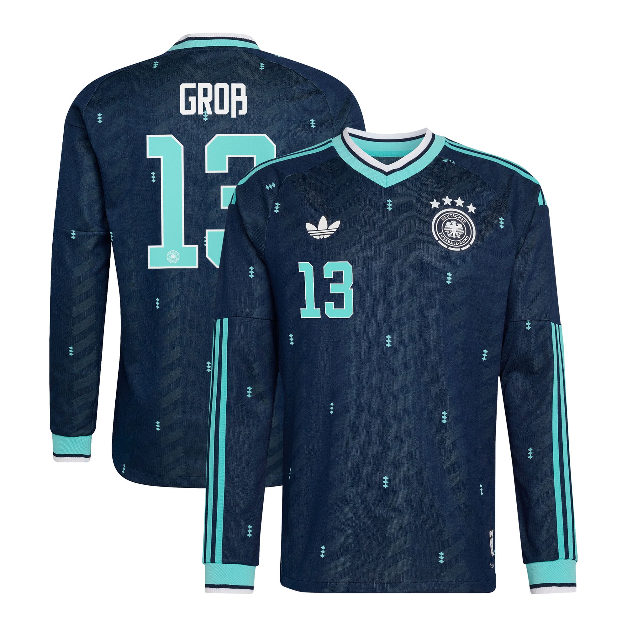 Maillot Extérieur Allemagne Authentic adidas 26 - Manches longues avec flocage Groß 13