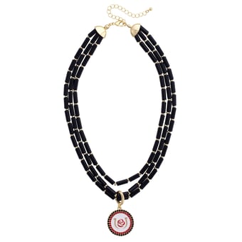 CANVAS Style Kentucky Derby  Pave Disc Multi-Strand Beaded Necklace