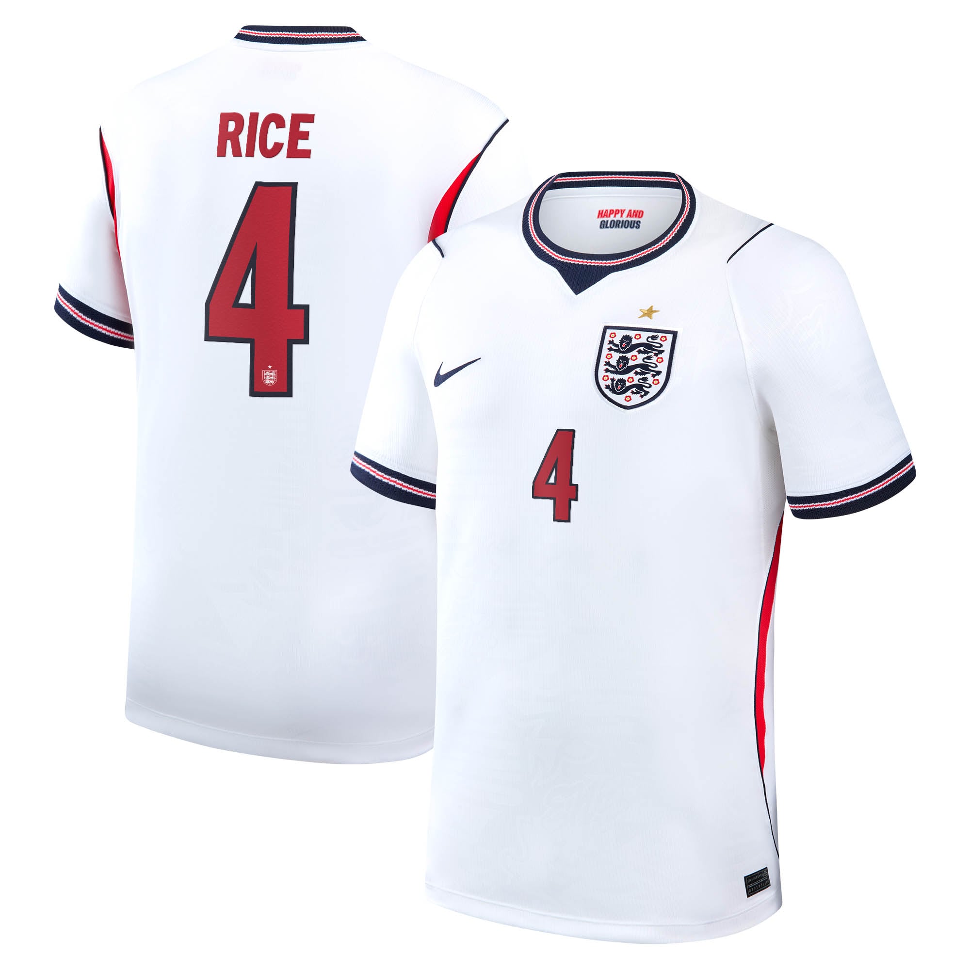 England Nike Stadium Heimtrikot 2026 mit Aufdruck Rice 4: retailer-supplied image