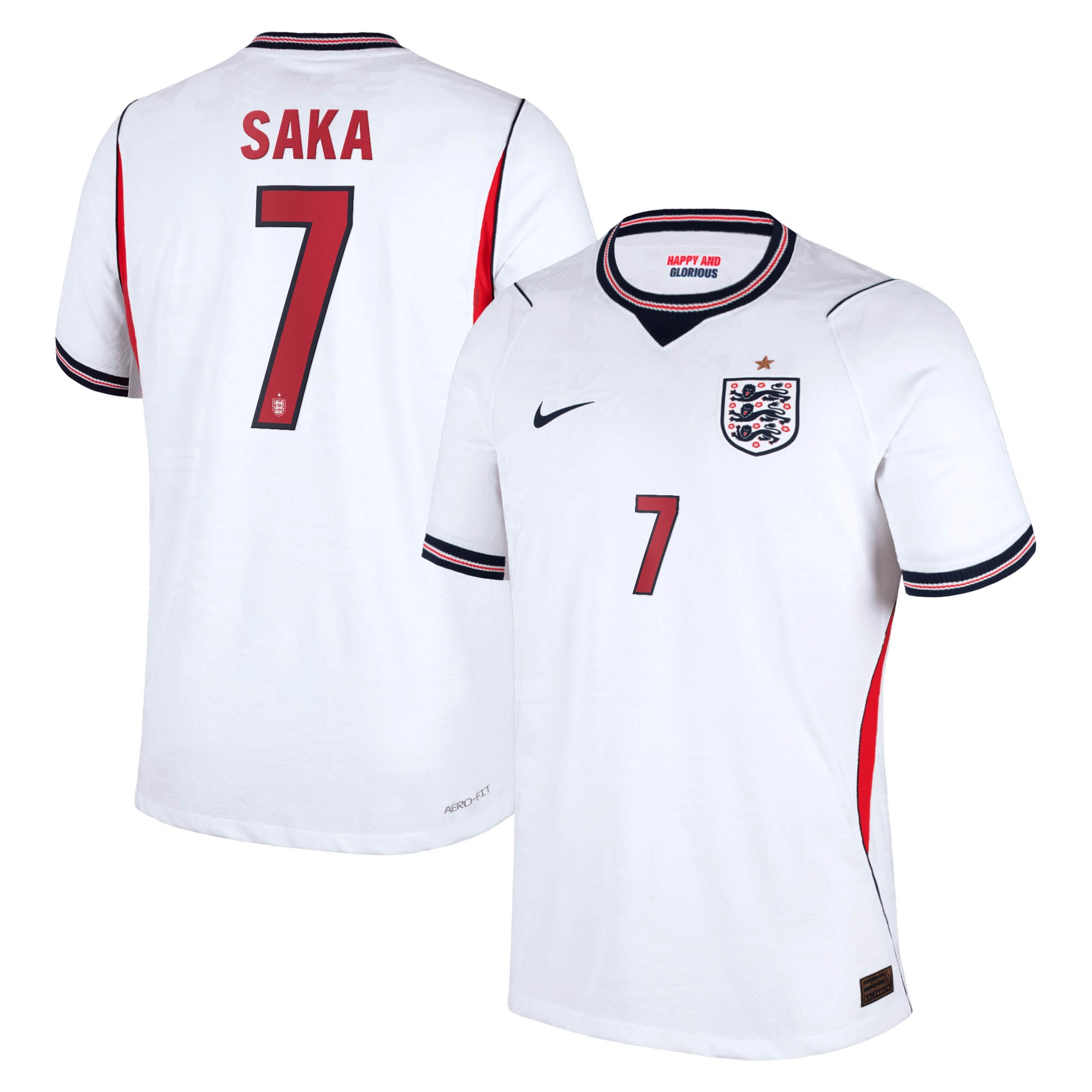 Maillot Domicile Match Angleterre Nike Aero-FIT 2026 avec flocage Saka 7