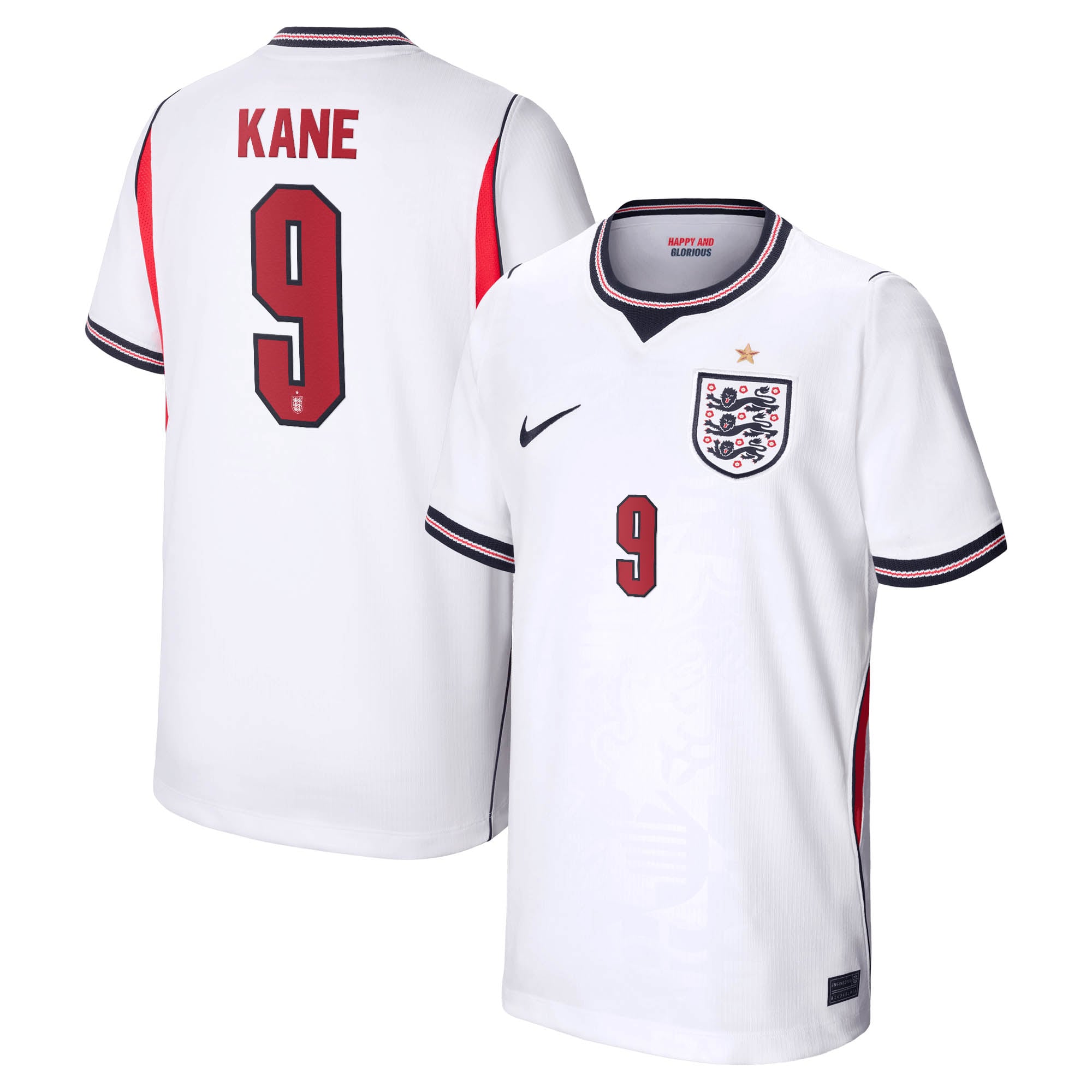 England Nike Stadium Heimtrikot 2026 - Kinder mit Aufdruck Kane 9: retailer-supplied image