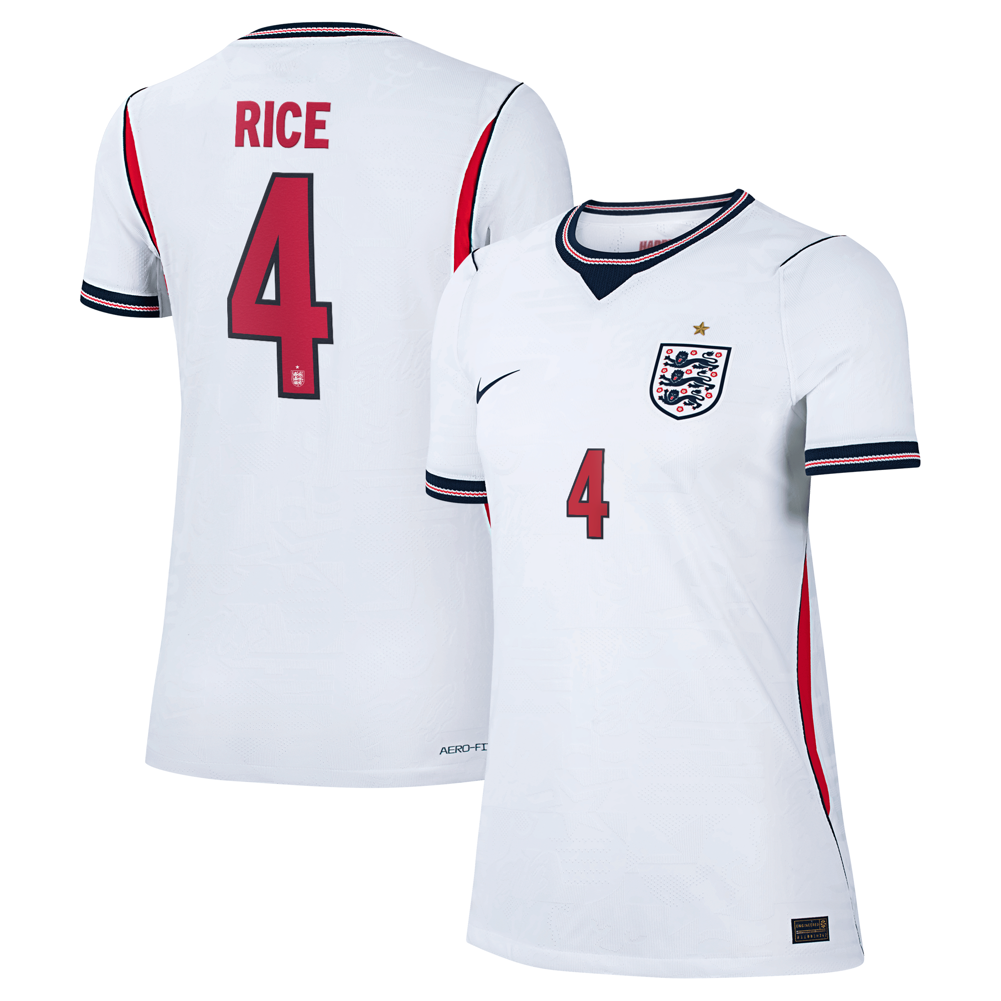 England Nike Home Aero-FIT Match Shirt 2026 - Womens with Rice 4 printing