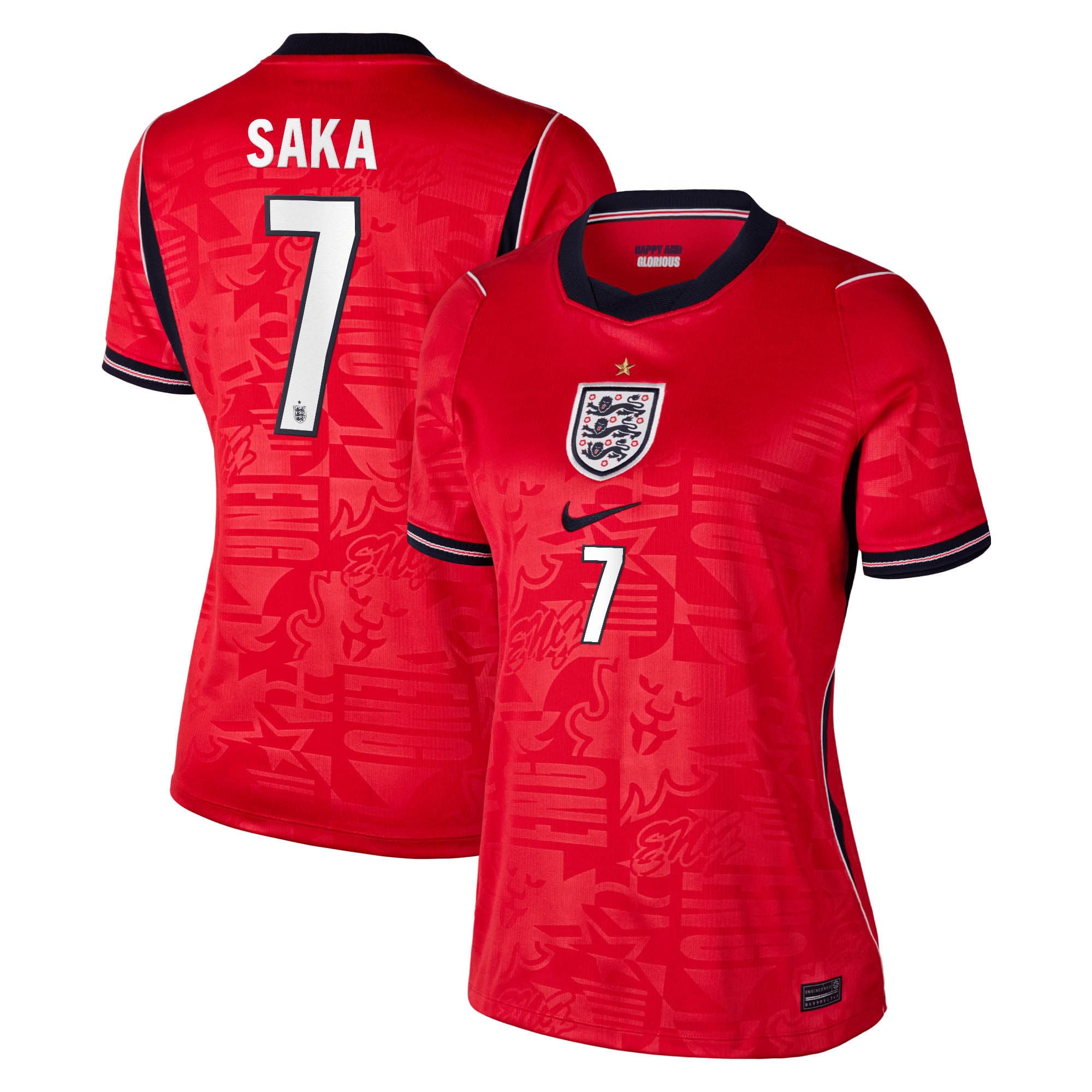 England Nike Stadium Away Shirt 2026 - Womens with Saka 7 printing: retailer-supplied image