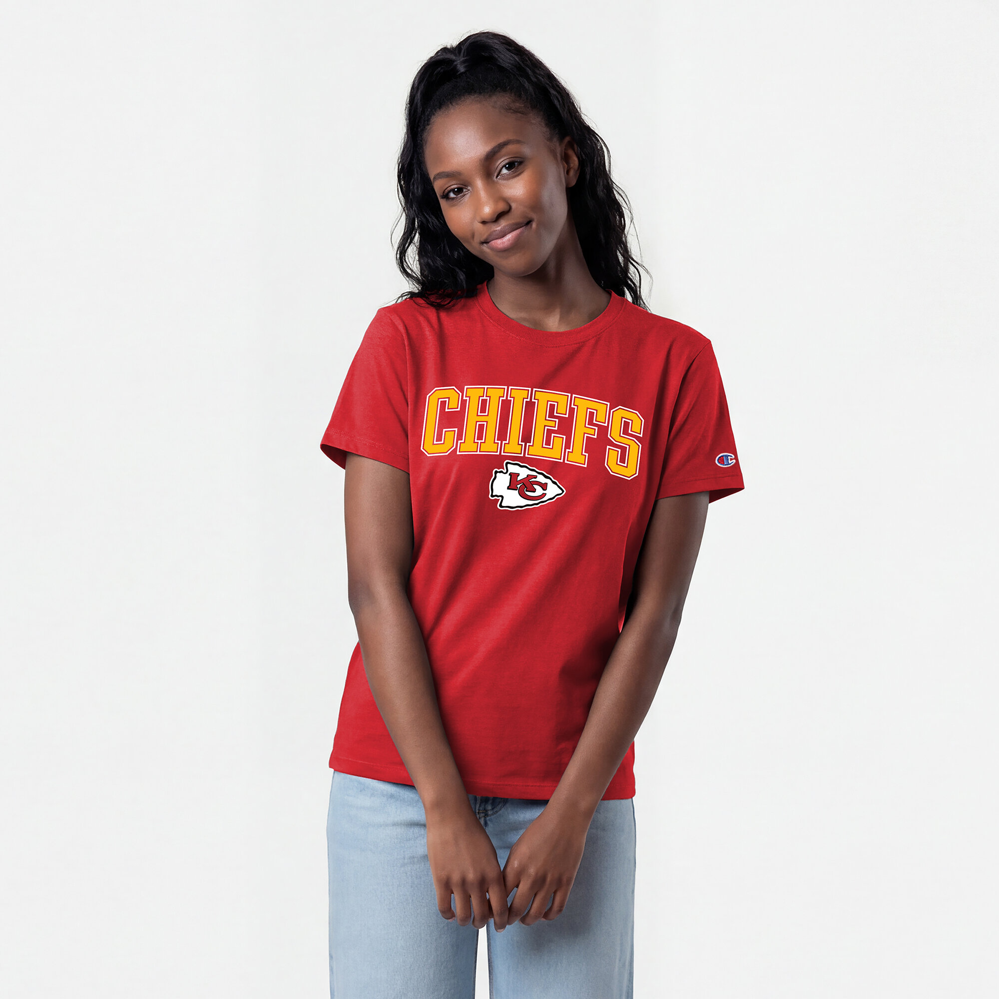 Women's Champion Red Kansas City Chiefs Arched Over Logo T-Shirt