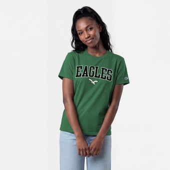 Women's Champion Kelly Green Philadelphia Eagles Arched Over Throwback Logo T-Shirt