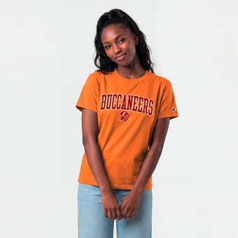 Women's Champion Orange Tampa Bay Buccaneers Arched Over Throwback Logo T-Shirt