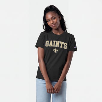 Women's Champion Black New Orleans Saints Arched Over Logo T-Shirt
