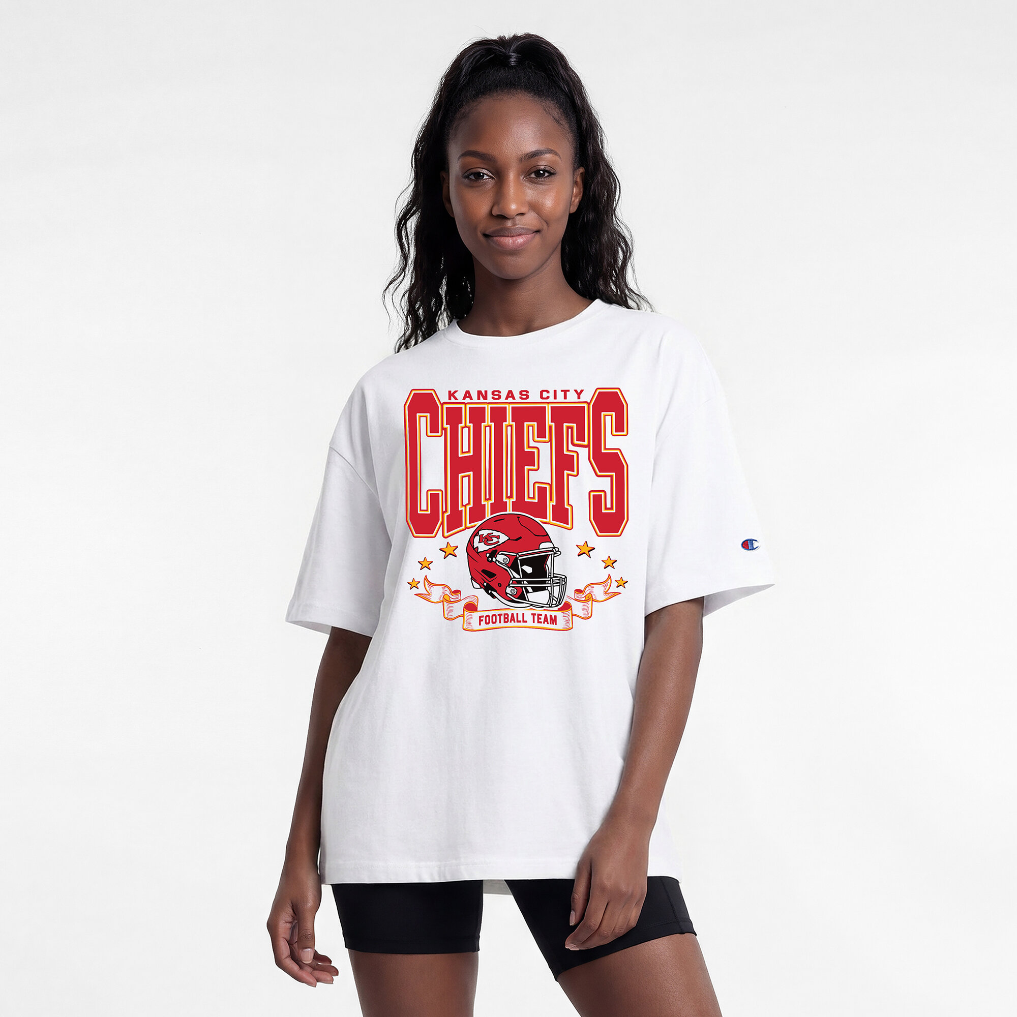 Women's Champion  White Kansas City Chiefs Oversized T-Shirt