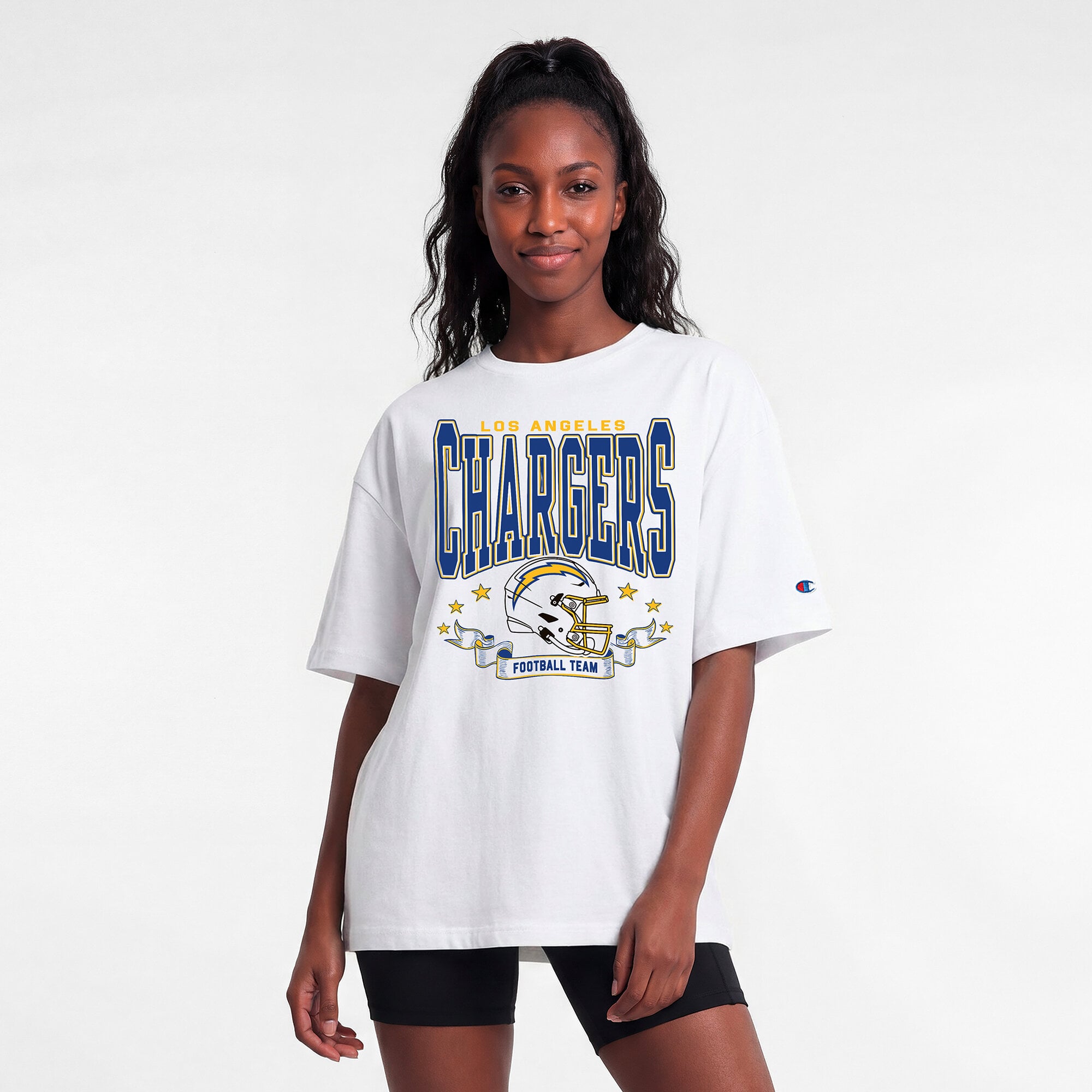 Women’s Champion White Los Angeles Chargers Oversized T-Shirt