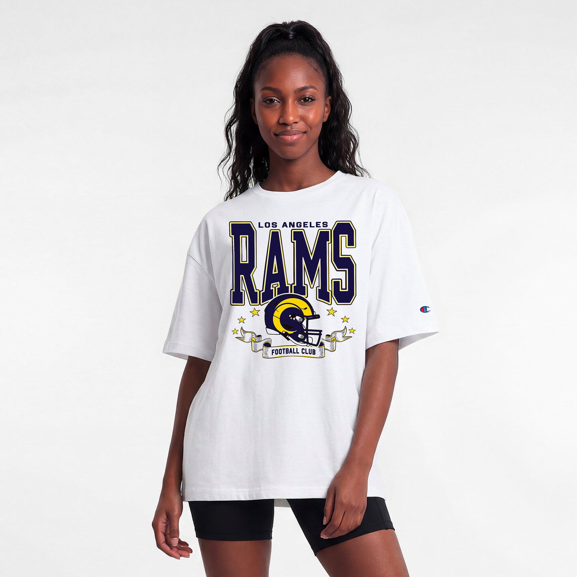 Women’s Champion White Los Angeles Rams Oversized T-Shirt Women’s Champion White Los Angeles Rams Oversized T-Shirt