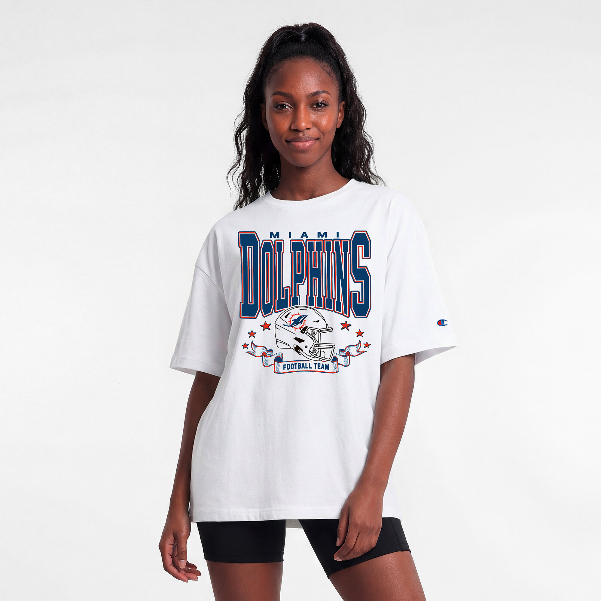 Women's Champion White Miami Dolphins Oversized T-Shirt