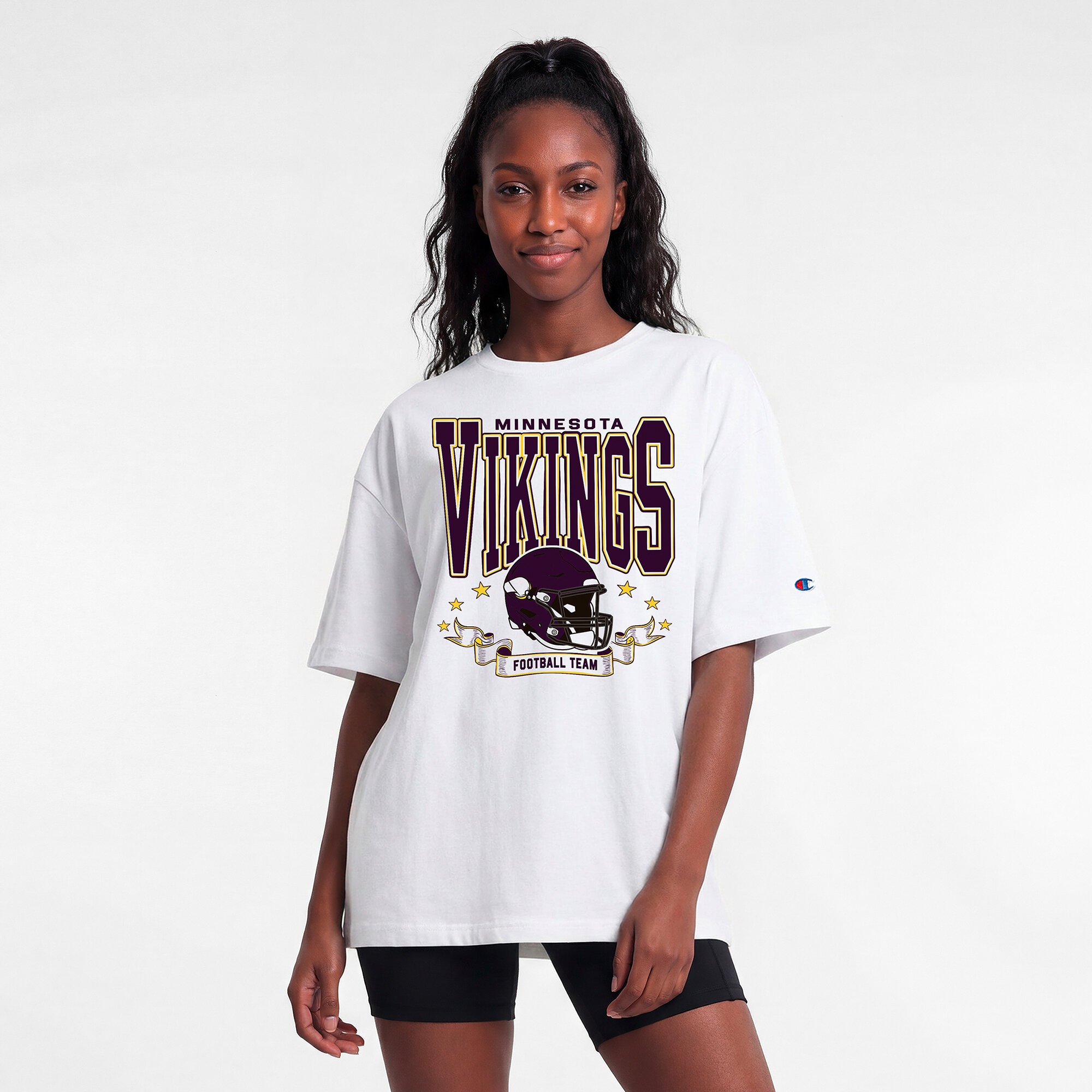 Women's Champion  White Minnesota Vikings Oversized T-Shirt