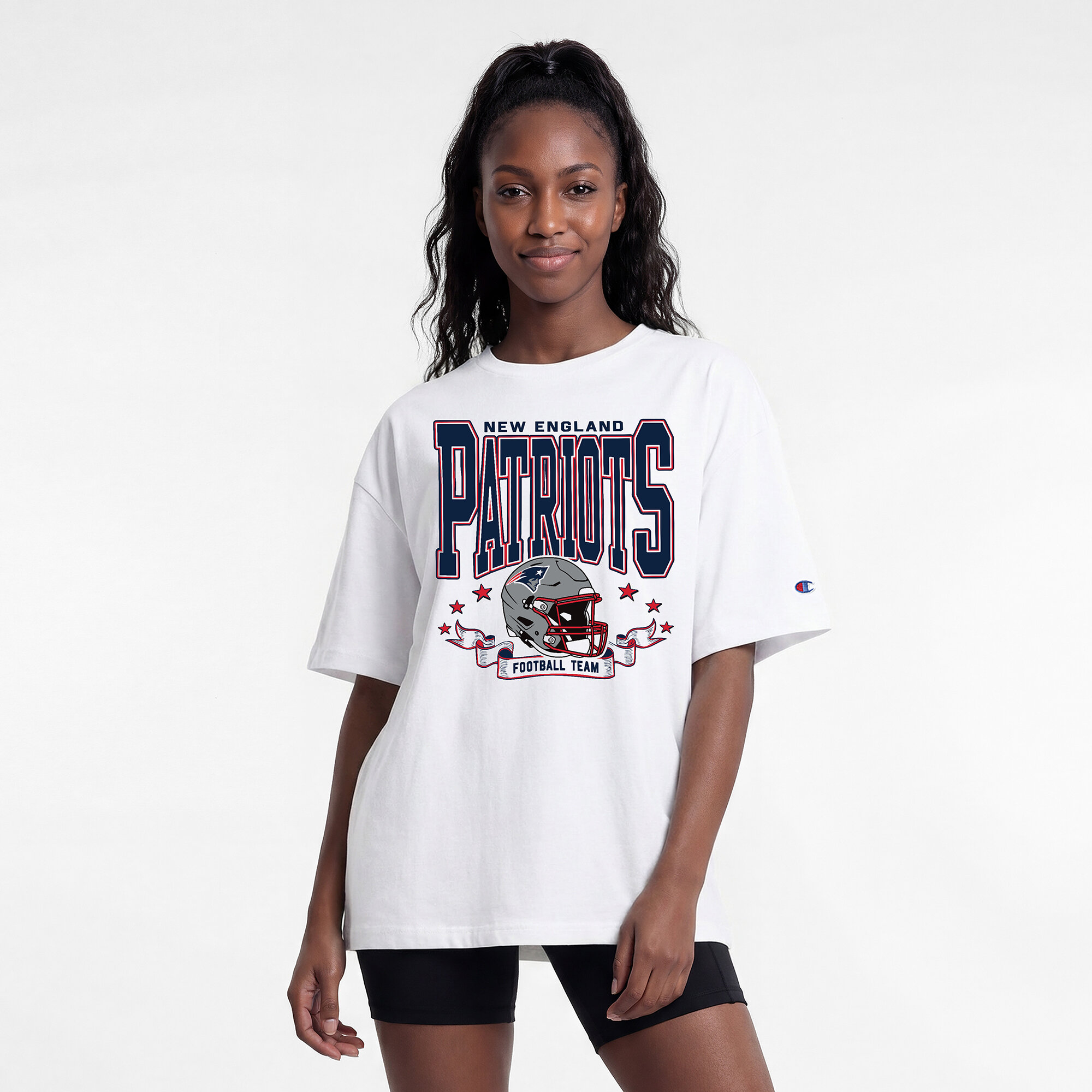 Women's Champion  White New England Patriots Oversized T-Shirt