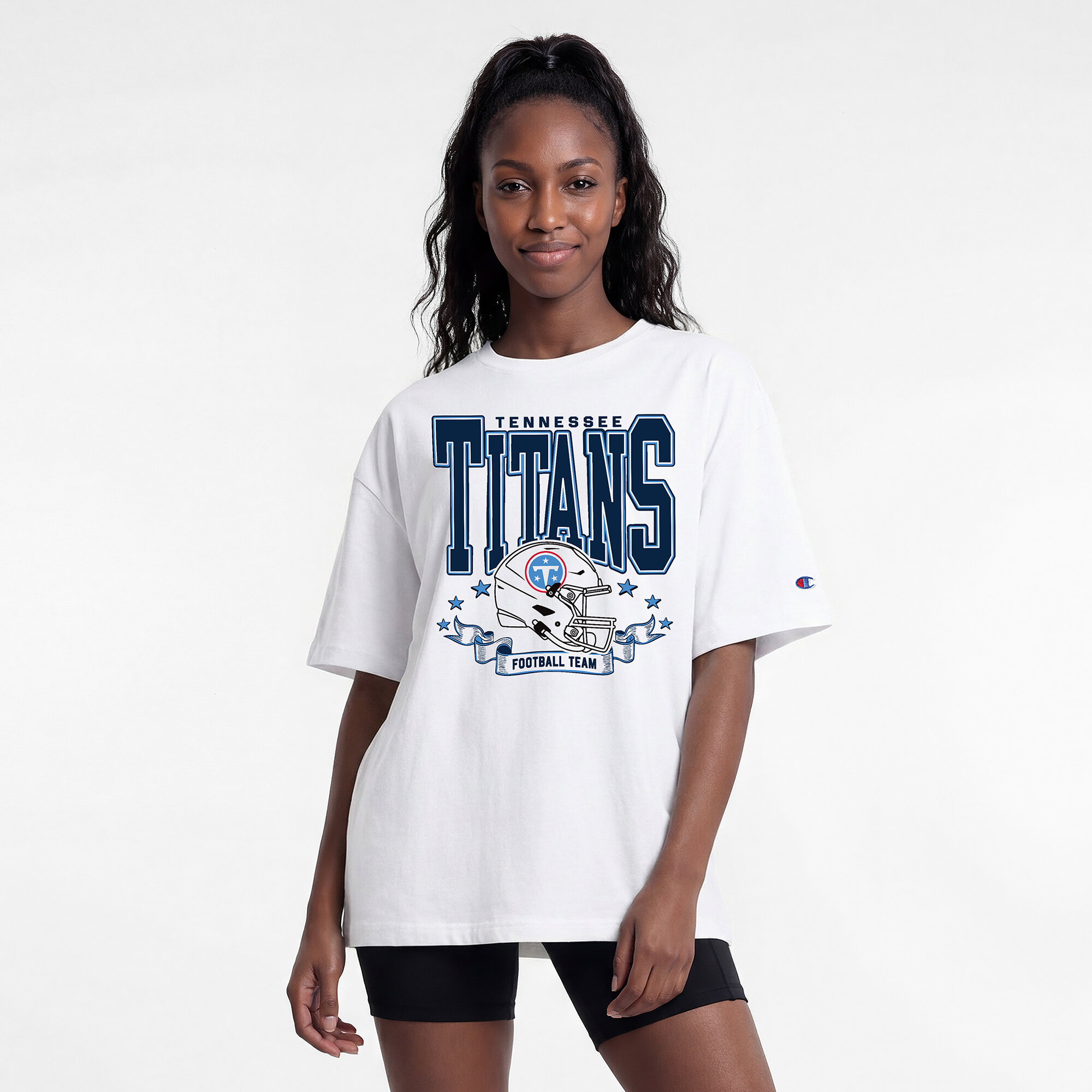 Women's Champion White Tennessee Titans Oversized T-Shirt