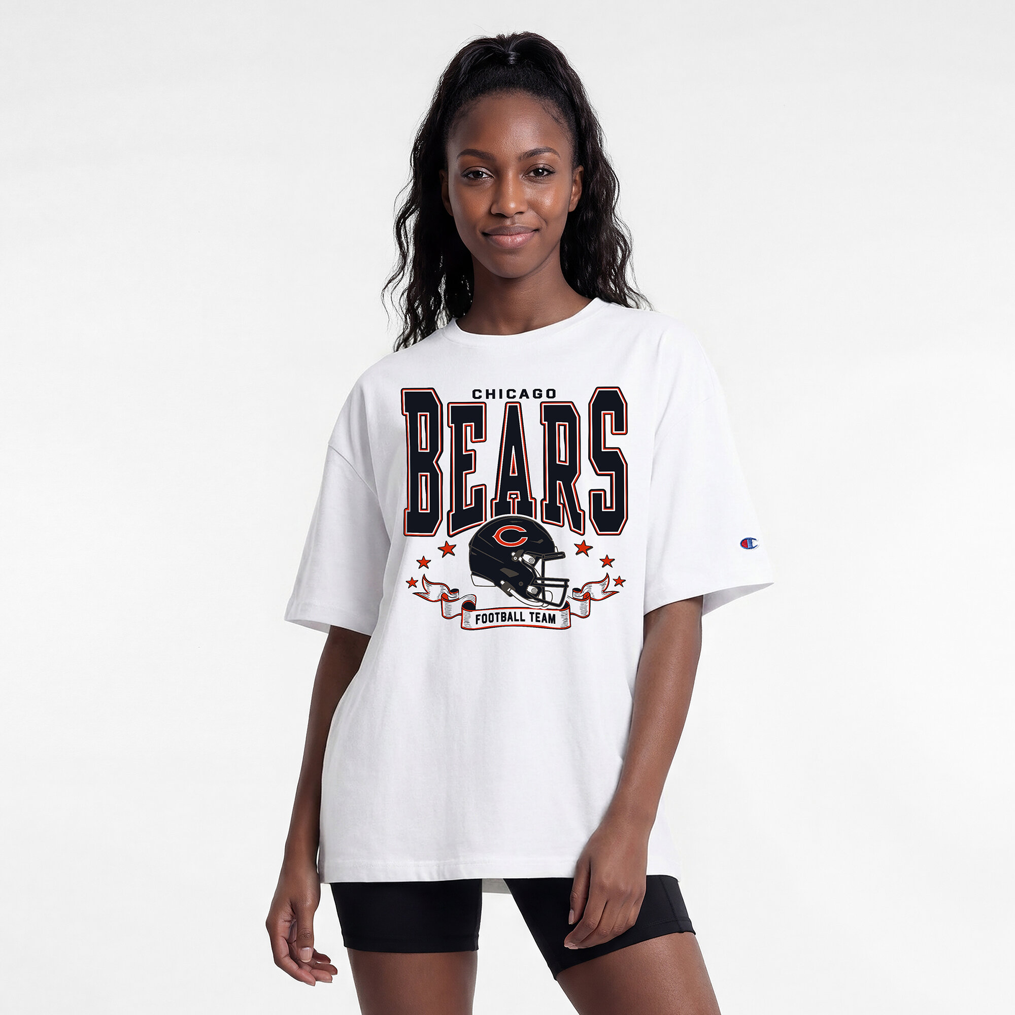 Women's Champion  White Chicago Bears Oversized T-Shirt