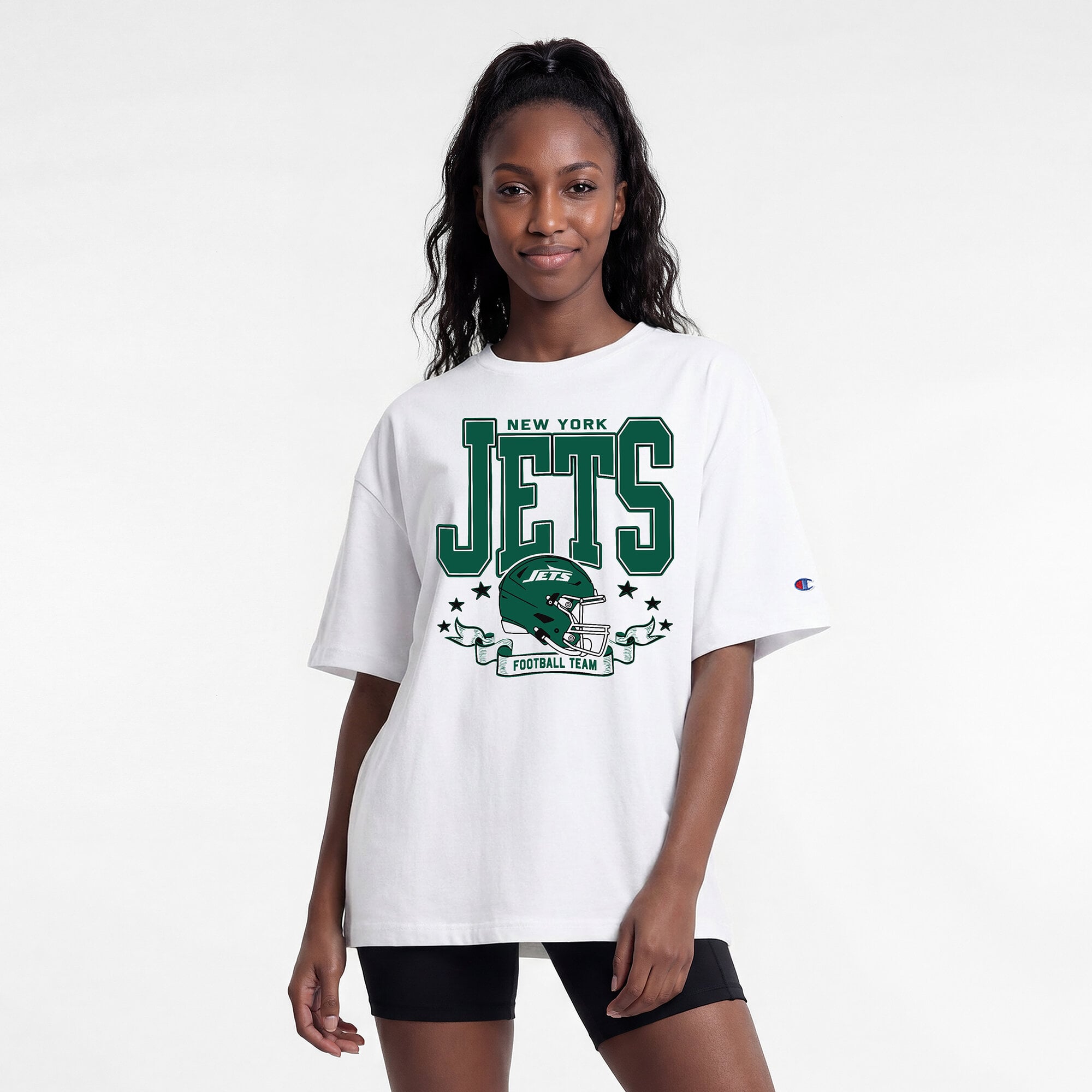 Women's Champion  White New York Jets Oversized T-Shirt