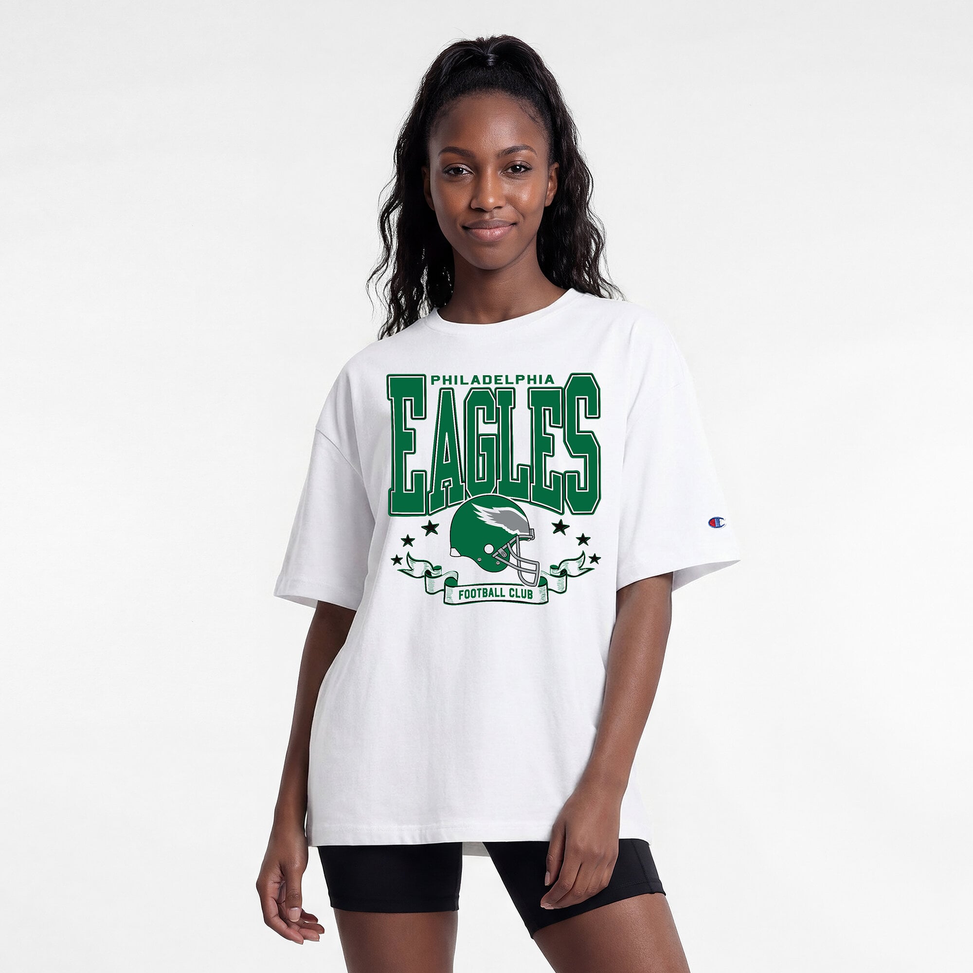 Women's Champion  White Philadelphia Eagles Oversized T-Shirt