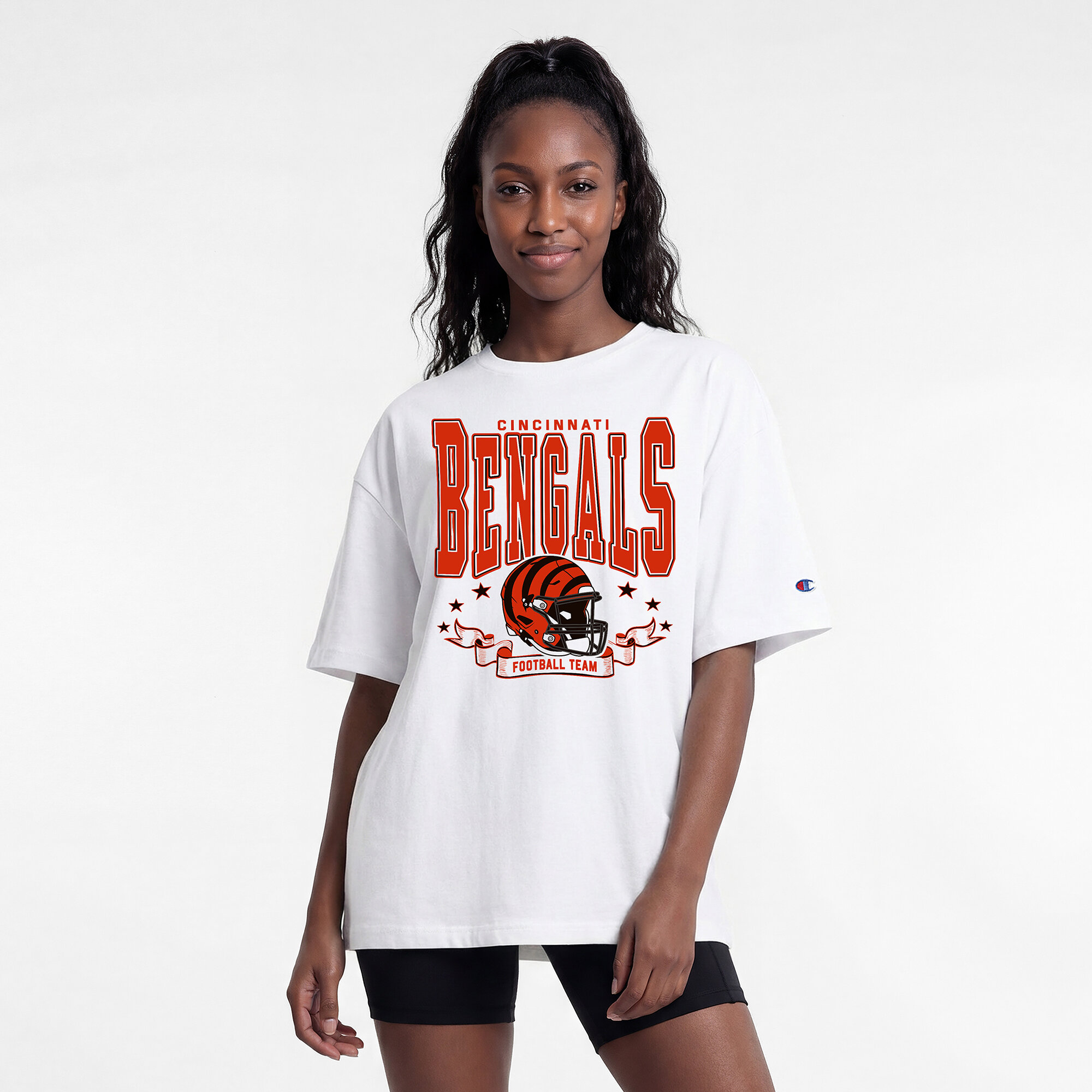 Women's Champion  White Cincinnati Bengals Oversized T-Shirt