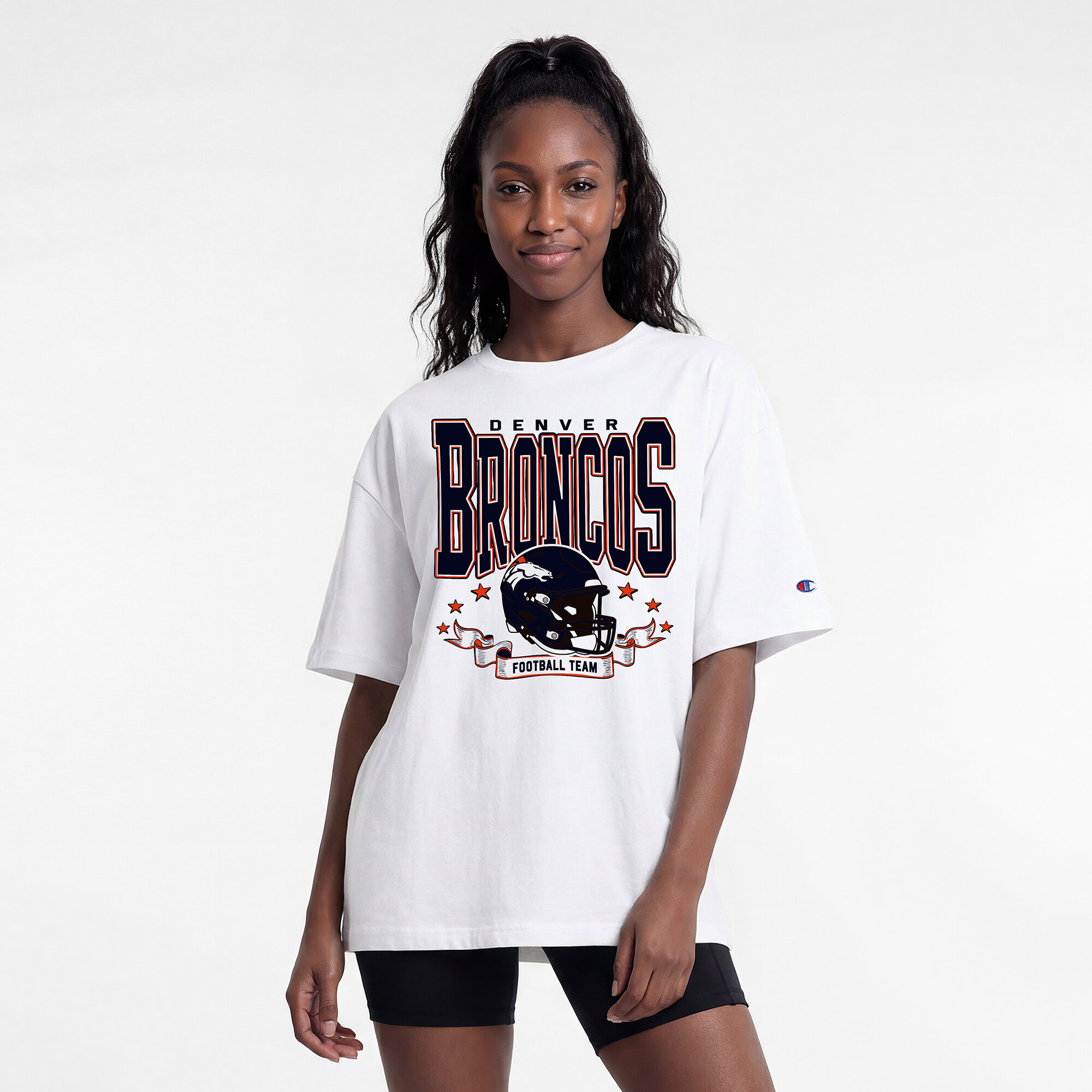 Women's Champion  White Denver Broncos Oversized T-Shirt