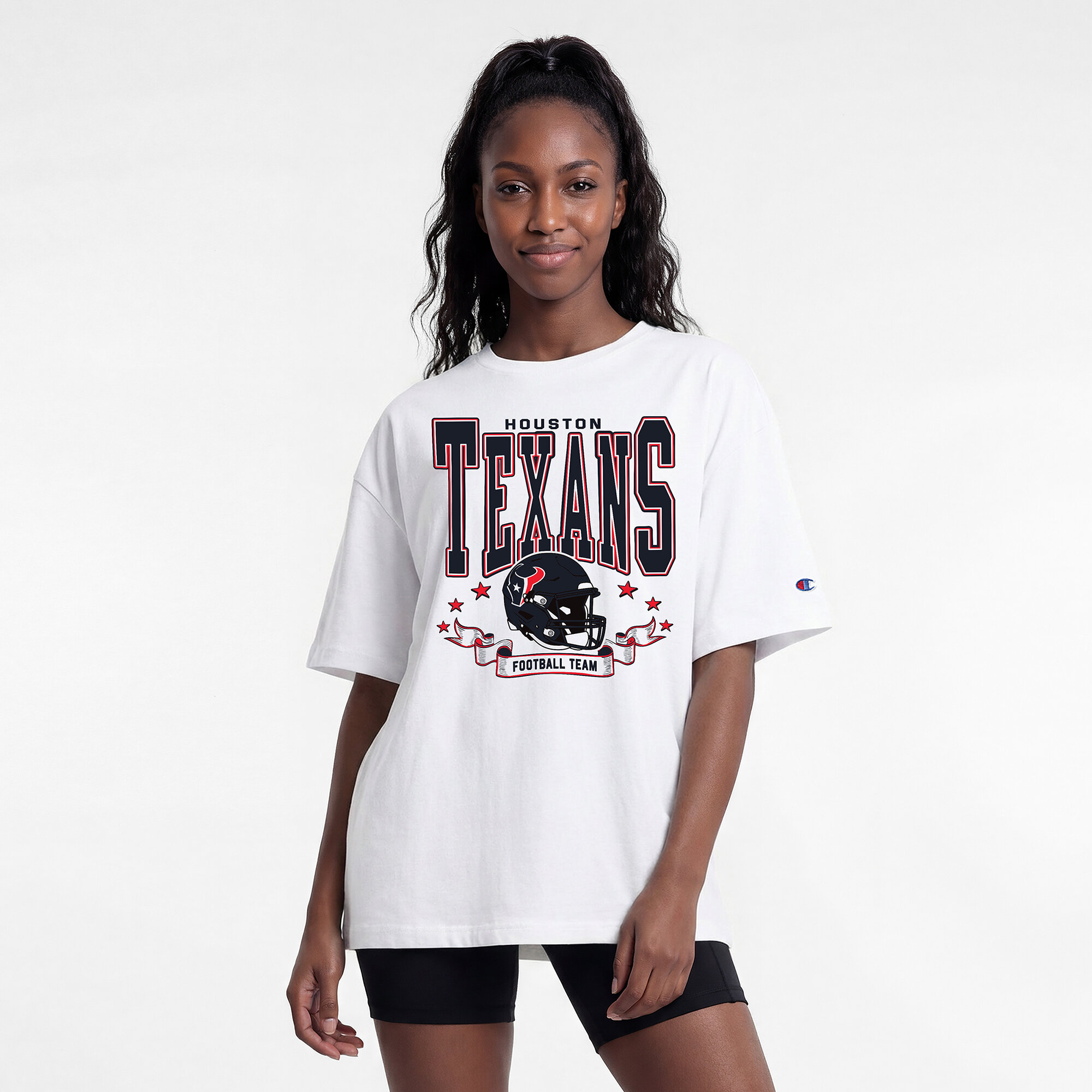 Women's Champion  White Houston Texans Oversized T-Shirt