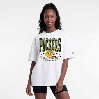 Women's Champion  White Green Bay Packers Oversized T-Shirt
