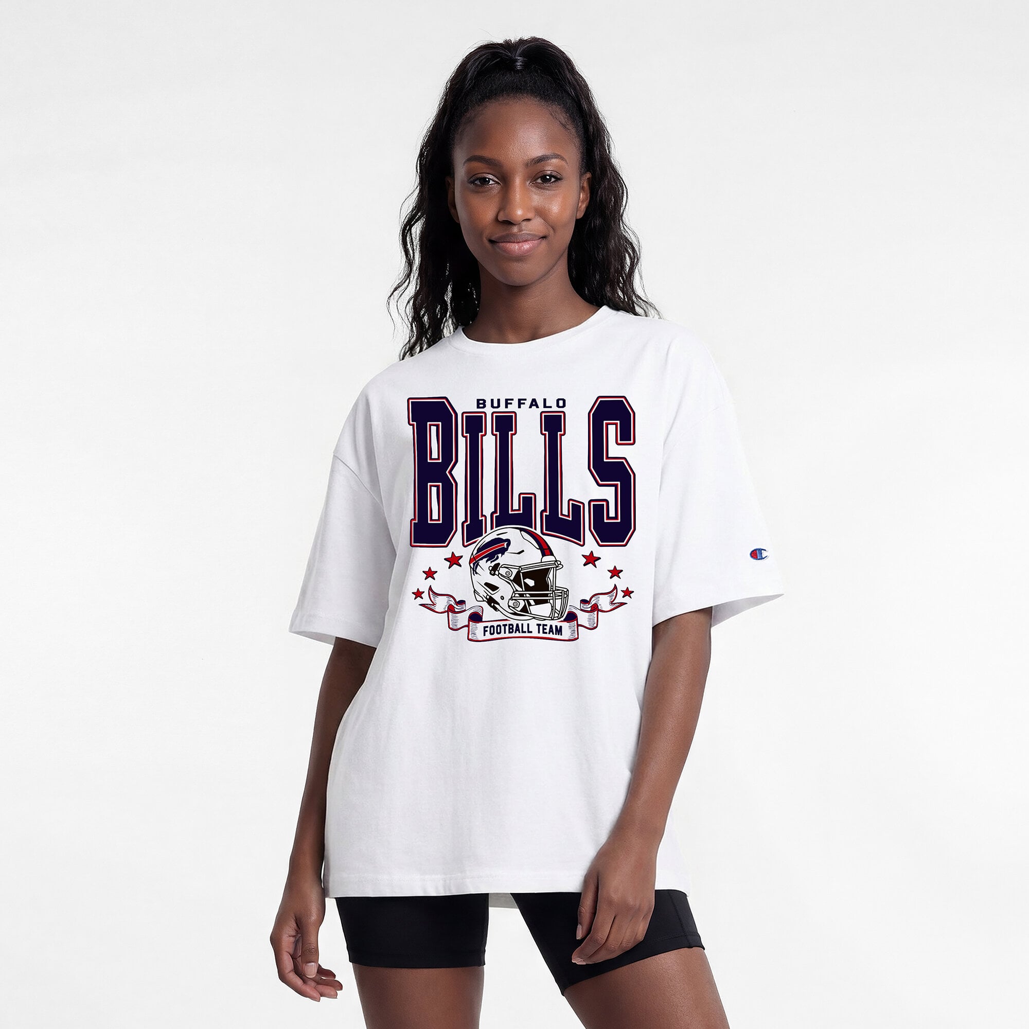 Women's Champion  White Buffalo Bills Oversized T-Shirt