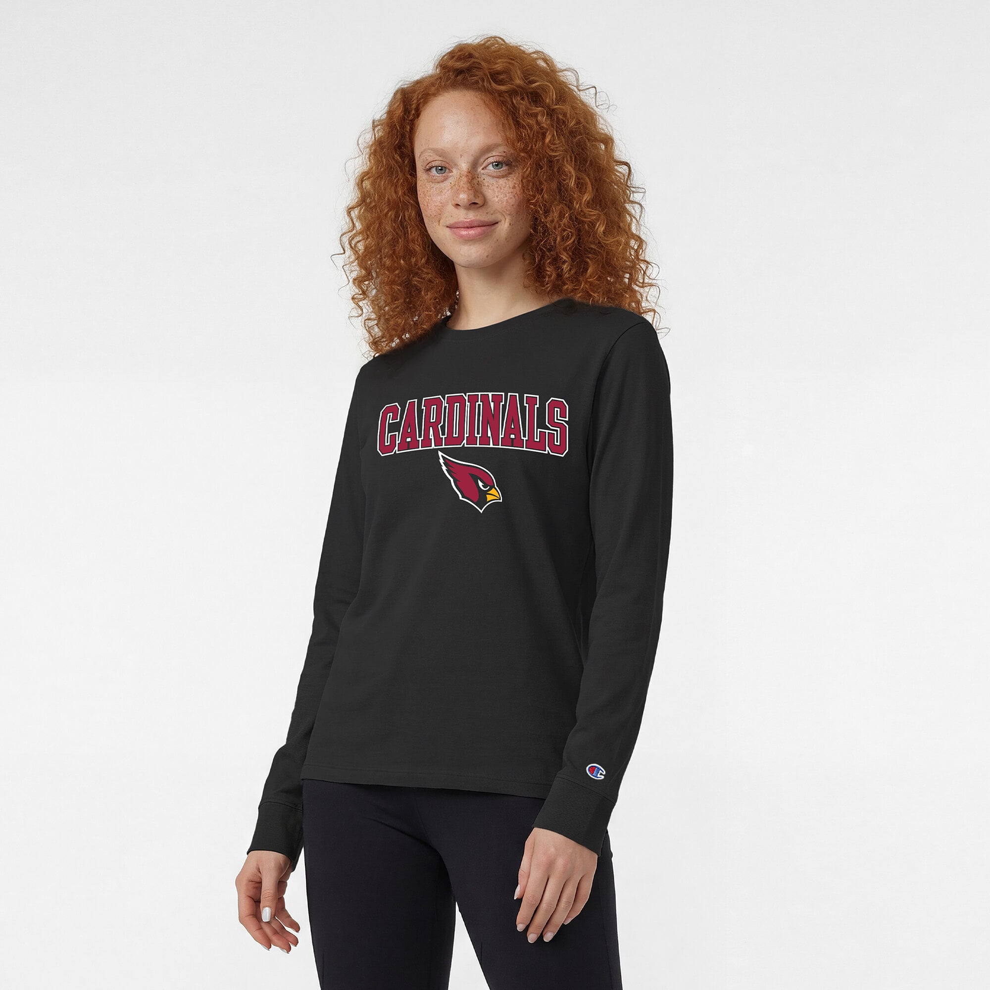 Women's Champion Black Arizona Cardinals Core Logo Long Sleeve T-Shirt