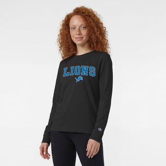 Women's Champion Black Detroit Lions Core Logo Long Sleeve T-Shirt