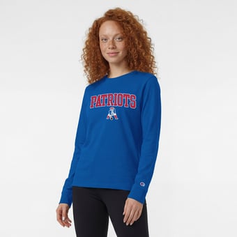 Women's Champion Royal New England Patriots Core Logo Long Sleeve T-Shirt