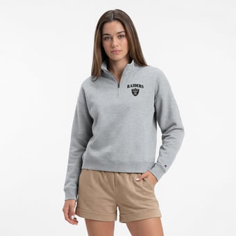 Women's Champion  Heather Gray Las Vegas Raiders Powerblend Quarter-Zip Sweatshirt